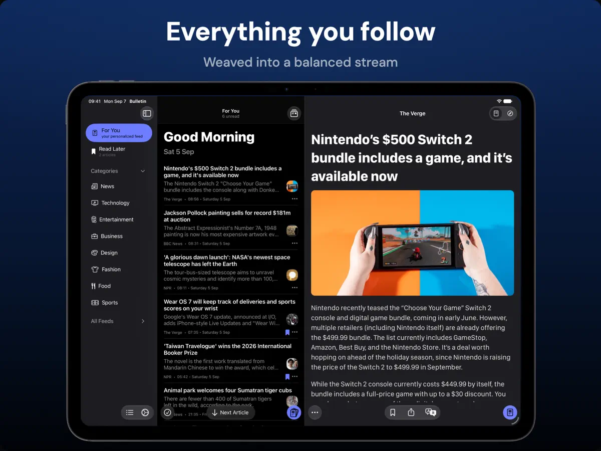 Bulletin — iPad screenshots 1