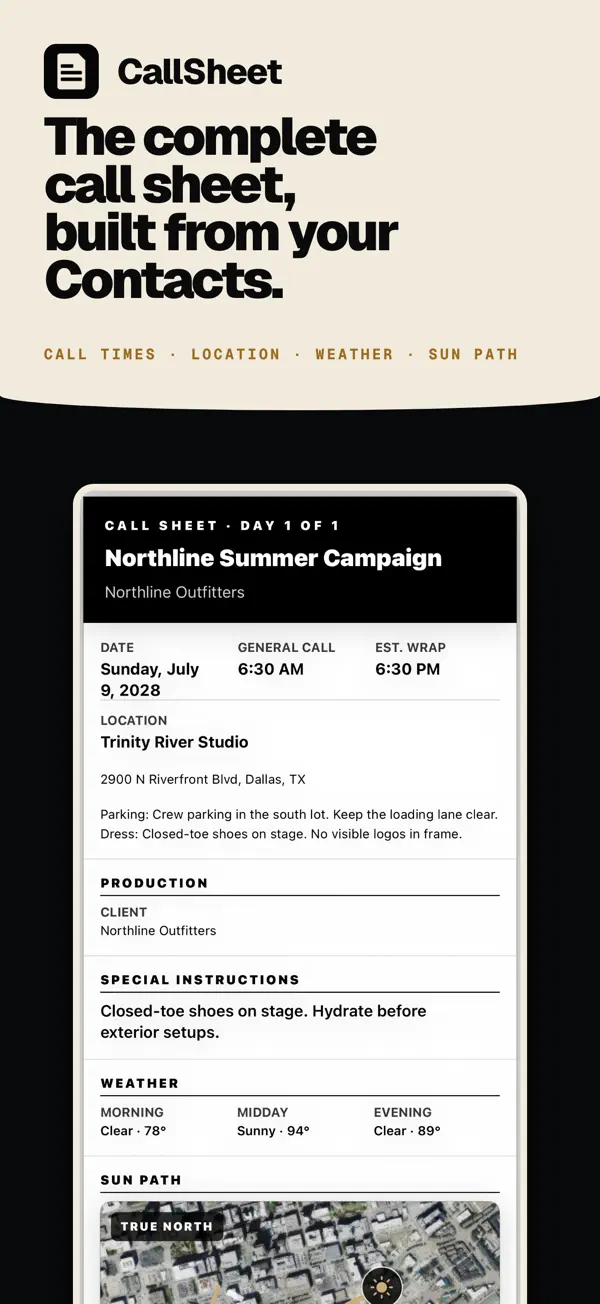 CallSheet: Crew Calls — iPhone screenshots 1