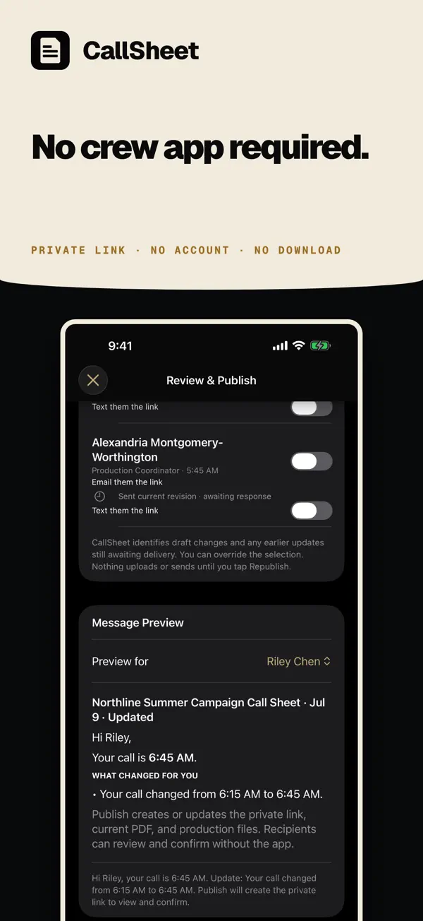 CallSheet: Crew Calls — iPhone screenshots 7