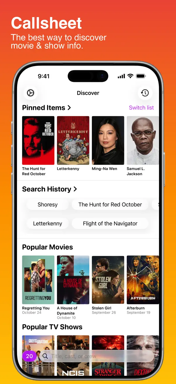 Callsheet: Find Cast & Crew — iPhone screenshots 1
