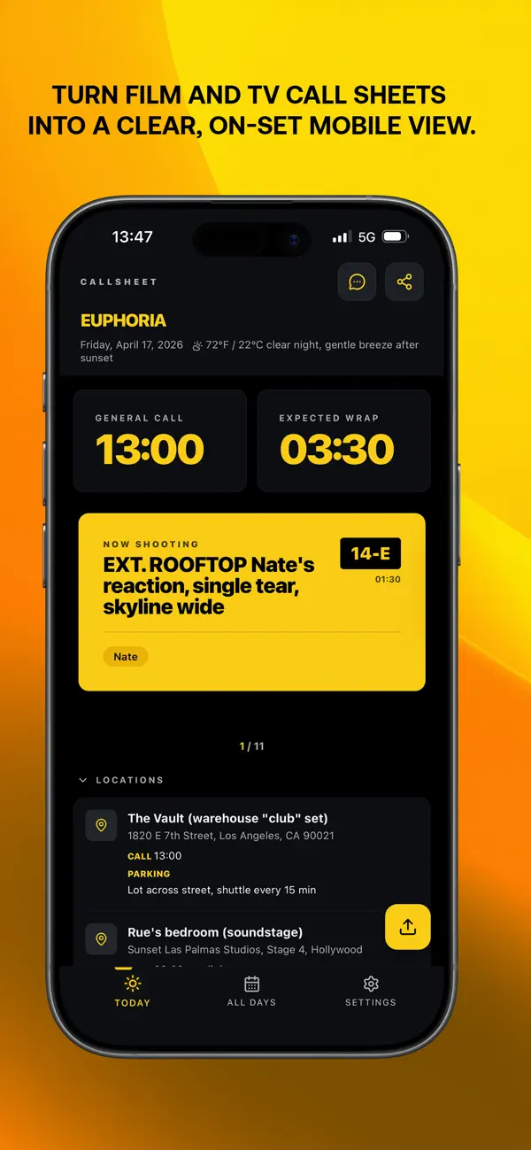 Callsheet Pro — iPhone screenshots 1