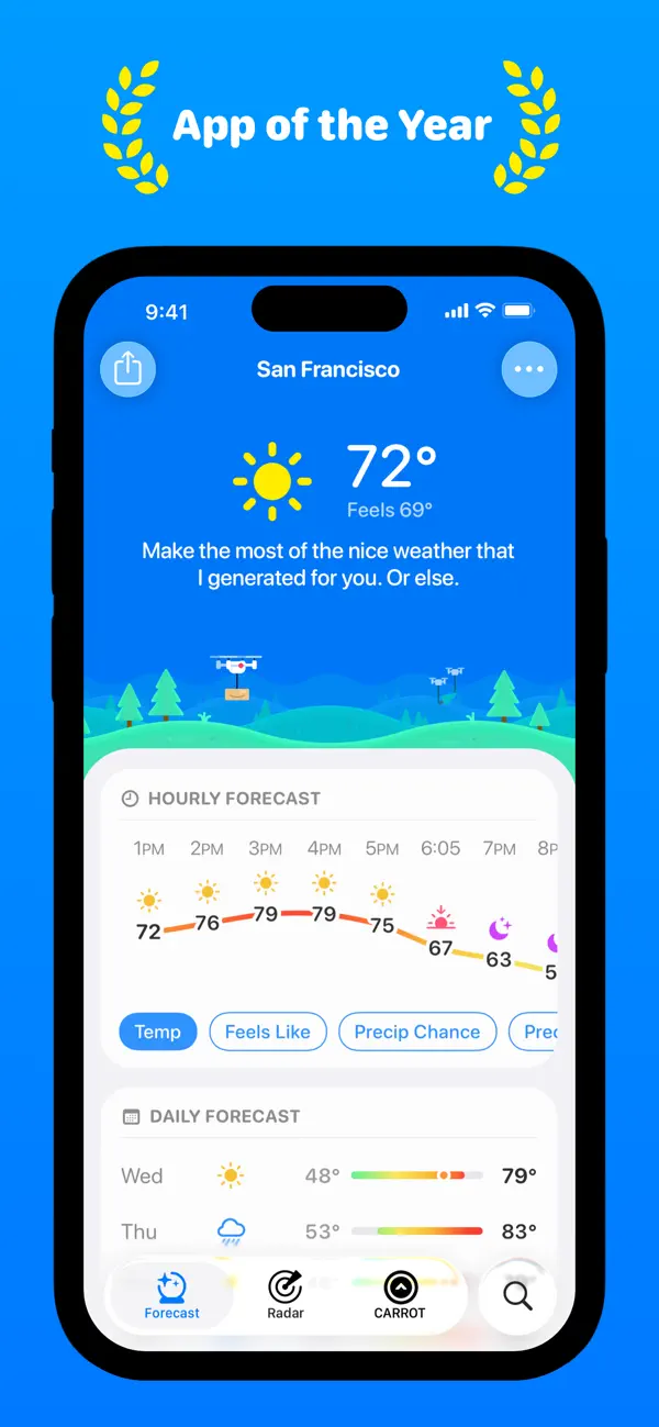CARROT Weather — iPhone 截图 1