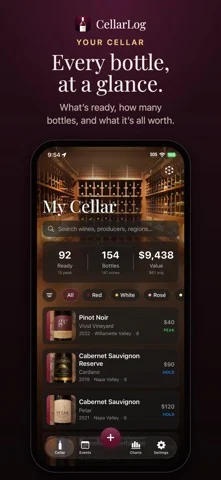CellarLog Wine Cellar Manager — iPhone 스크린샷 1