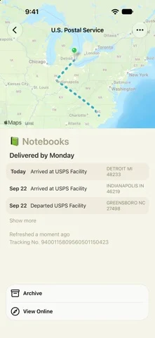 Deliveries: a package tracker — iPhone screenshots 2