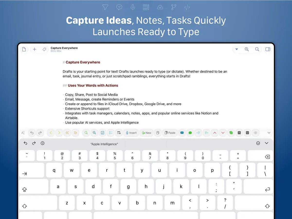 Drafts — iPad screenshots 1