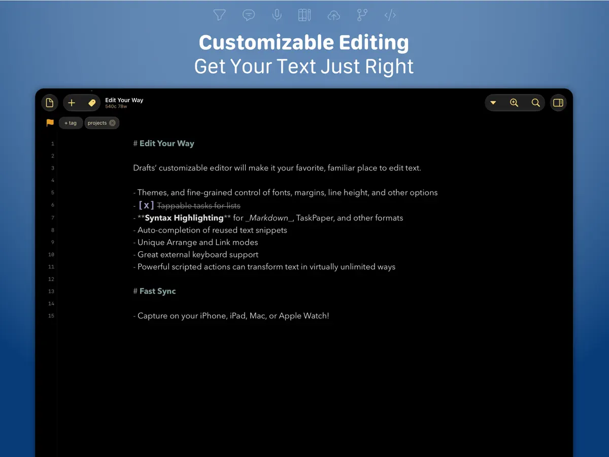 Drafts — iPad screenshots 2