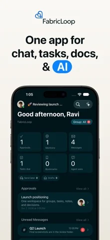 FabricLoop: Chat+Tasks+Docs+AI — iPhone スクリーンショット 1