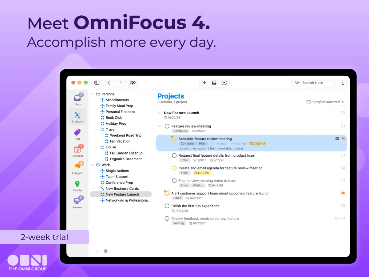 OmniFocus 4 — iPad screenshots 1