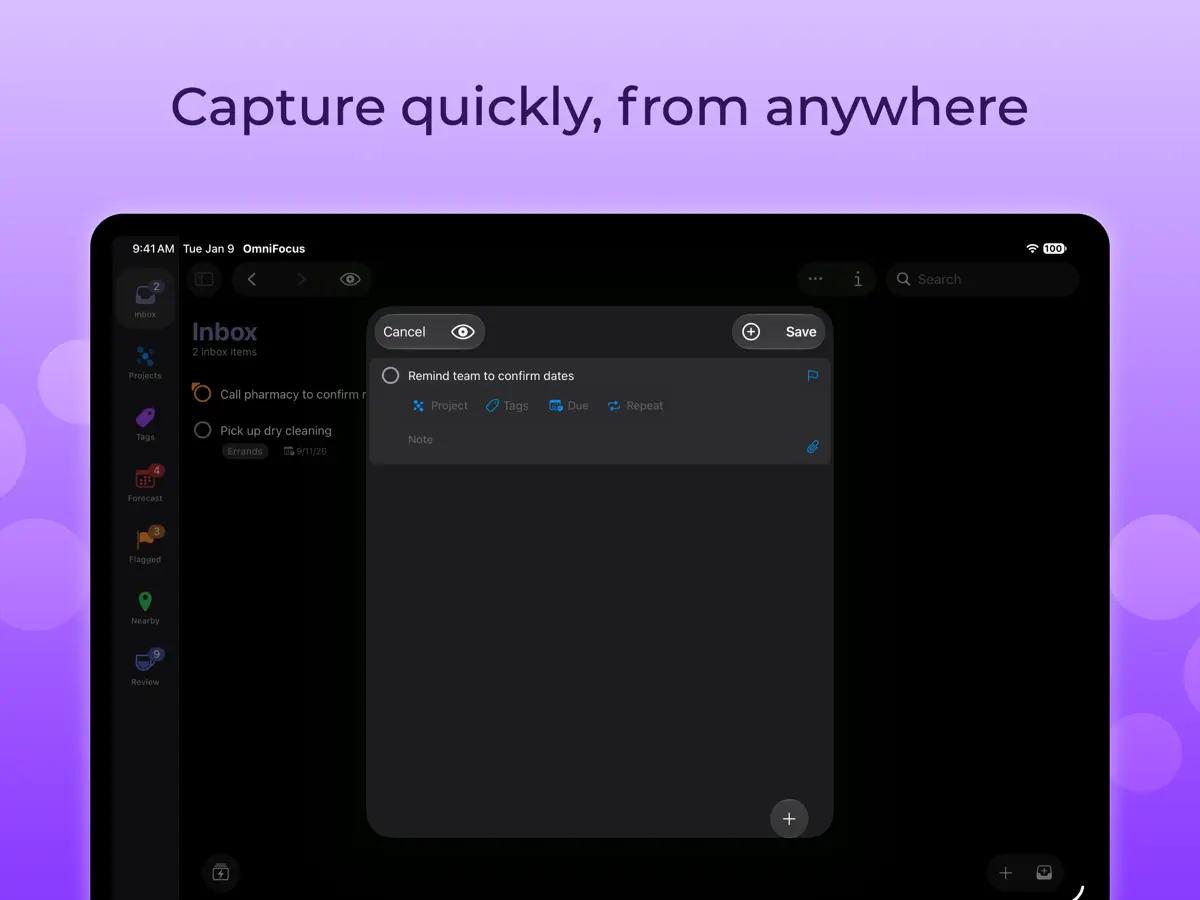OmniFocus 4 — iPad screenshots 2