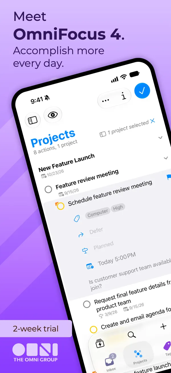 OmniFocus 4 — iPhone screenshots 1