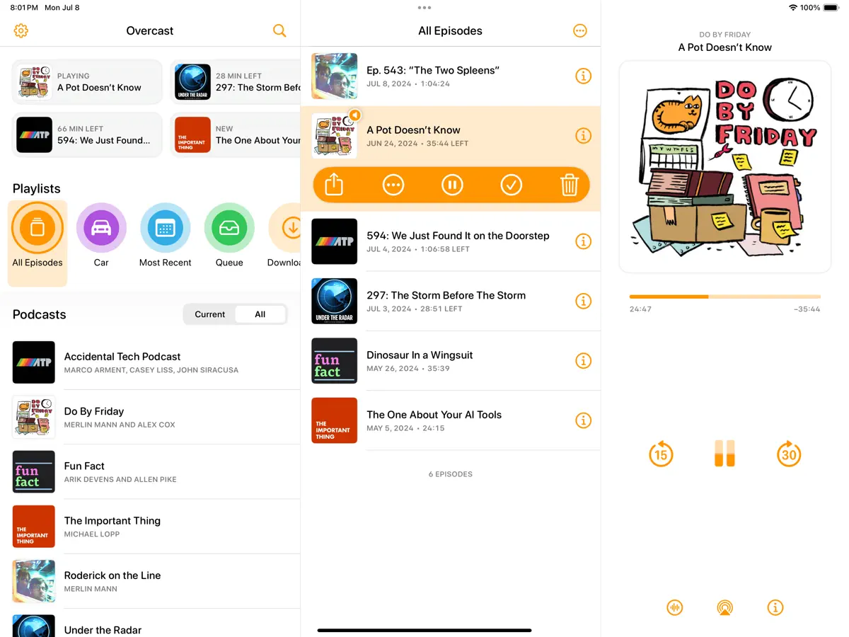 Overcast — iPad screenshots 1