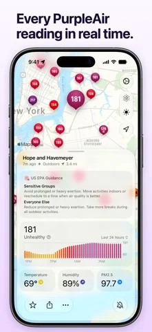 Paku - Air Quality & AQI Map — iPhone 스크린샷 1