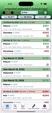 Poker Money Tracker — iPhone screenshots 1