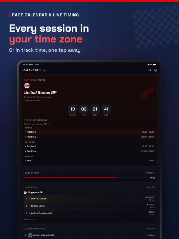 Race Calendar & Live Timing — iPad screenshots 1