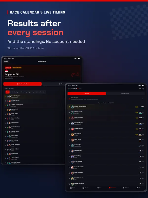 Race Calendar & Live Timing — iPad screenshots 5