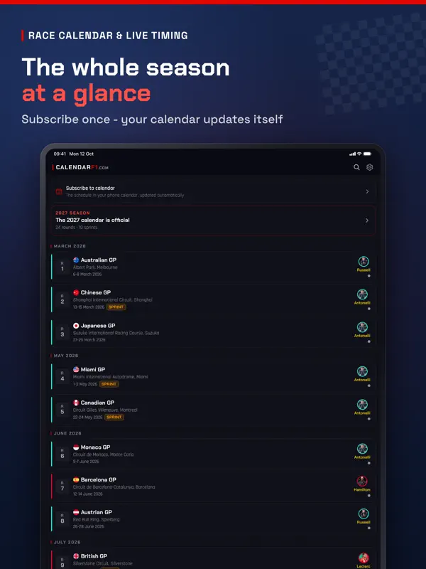 Race Calendar & Live Timing — iPad screenshots 6
