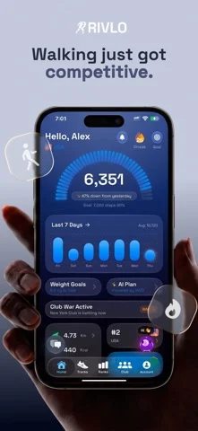 Rivlo: AI Step Tracker & Coach — iPhone screenshots 1
