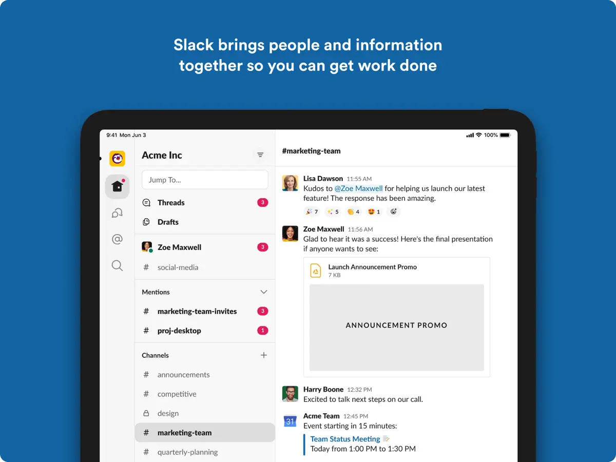 Slack — iPad screenshots 1