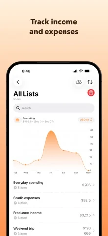SpendLists: Income Tracker — iPhone 스크린샷 1