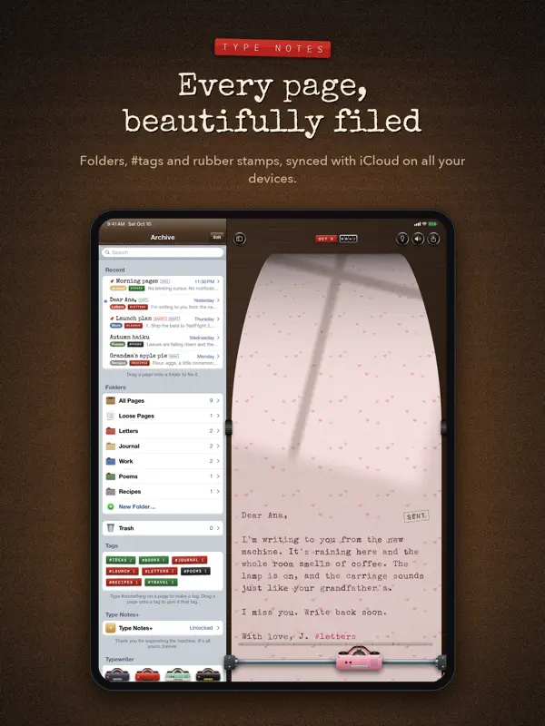 Type Notes — iPad screenshots 3