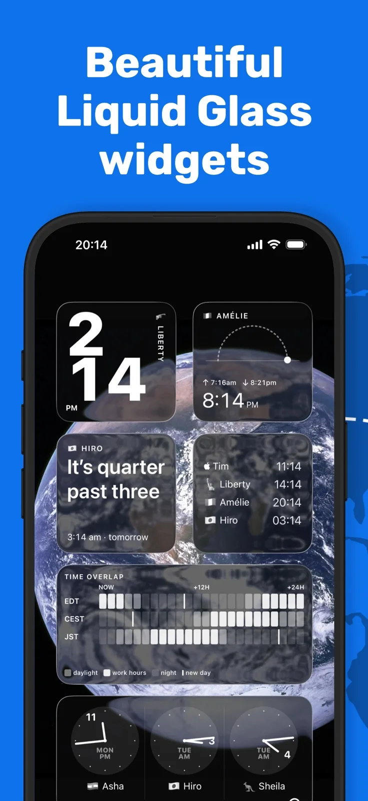 World Clock Time Zone Widget — iPhone screenshots 1