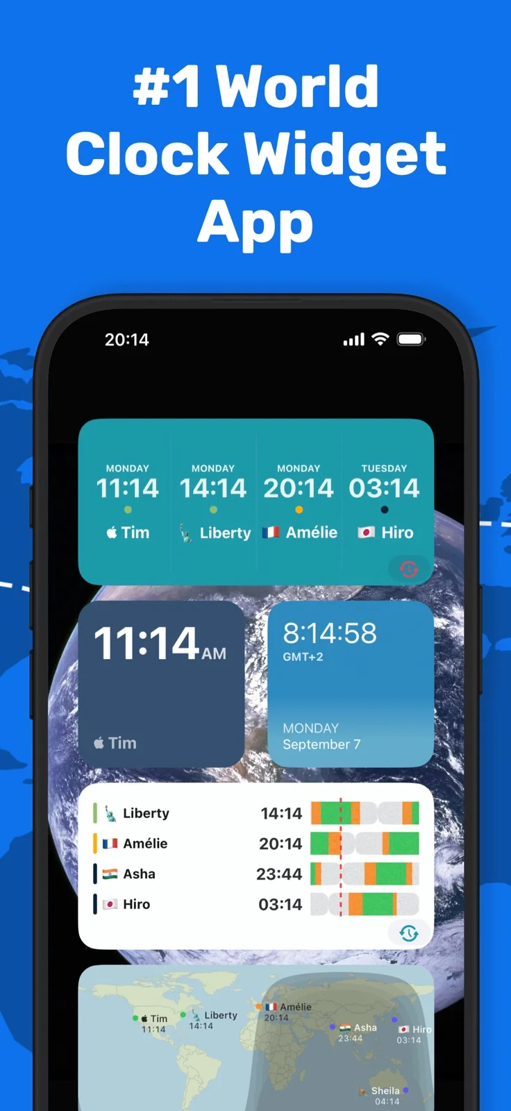 World Clock Time Zone Widget — iPhone screenshots 2