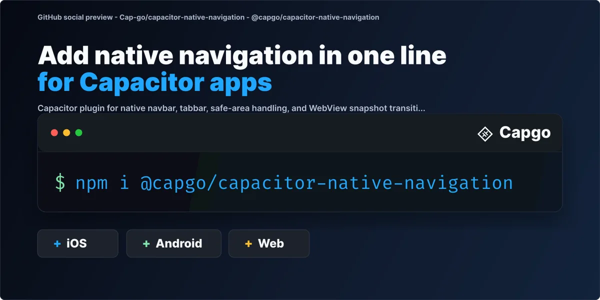 Capacitor plugin for Liquid glass native navigation tabs - Cap-go/capacitor-native-navigation