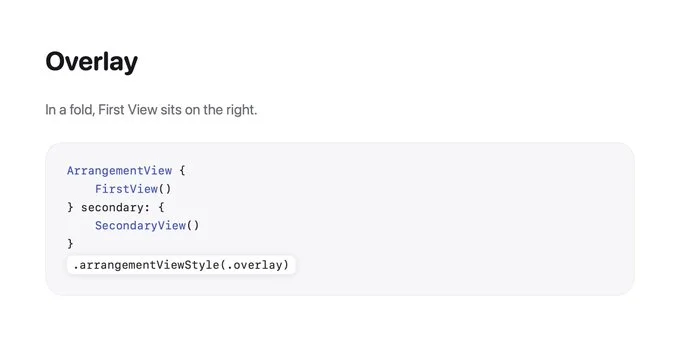 SwiftUI ArrangementView using .arrangementViewStyle(.overlay).