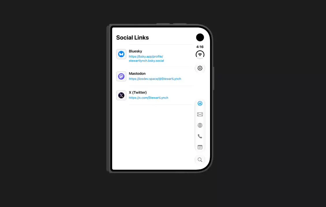 My Links: section tabs move to the side on the Duo's cover