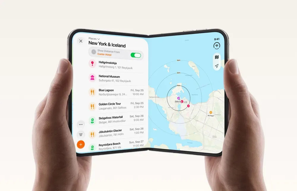Tripsy: places list beside the trip map when open