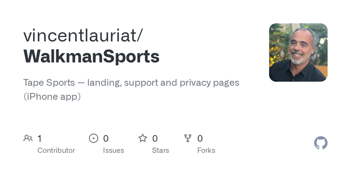 Tape Sports — landing, support and privacy pages (iPhone app) - vincentlauriat/WalkmanSports