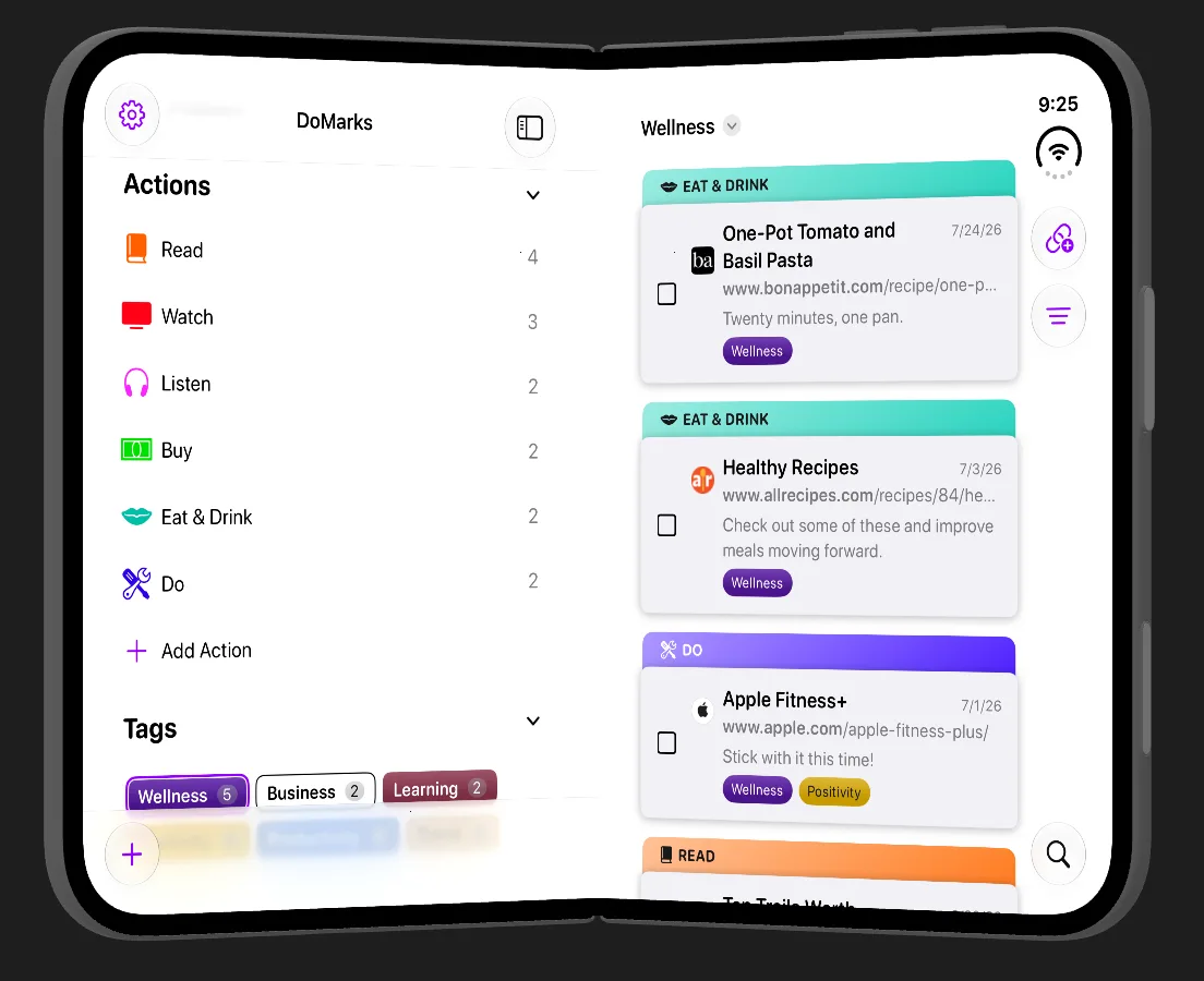 DoMarks: actions and tags beside your bookmarks