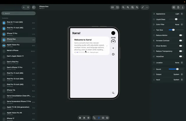 Xarra: read-aloud text that follows the phone as it opens