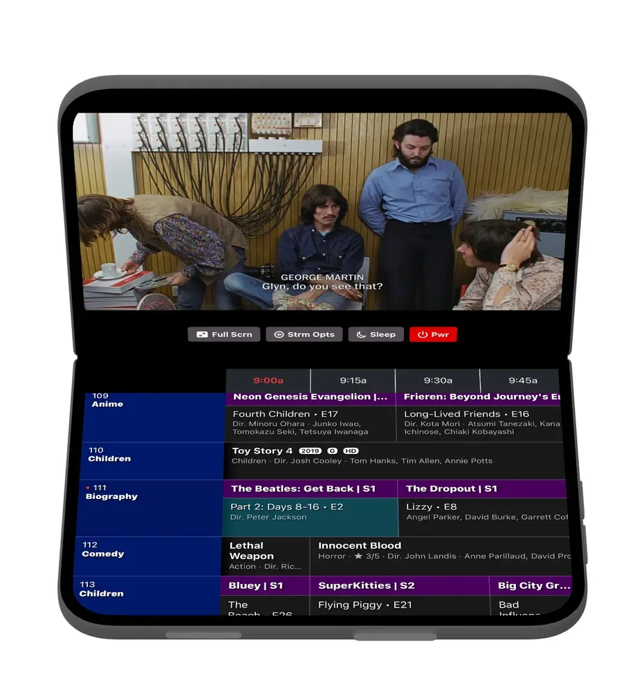 Coax: the channel playing above or beside the guide