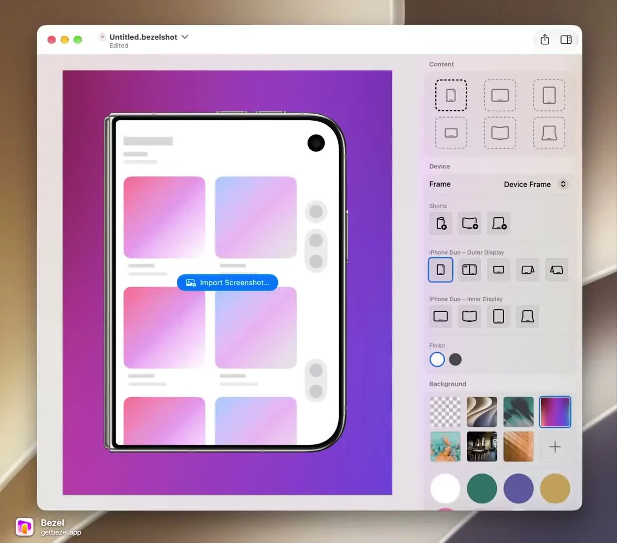Bezel: two screenshots become a video of the Duo opening
