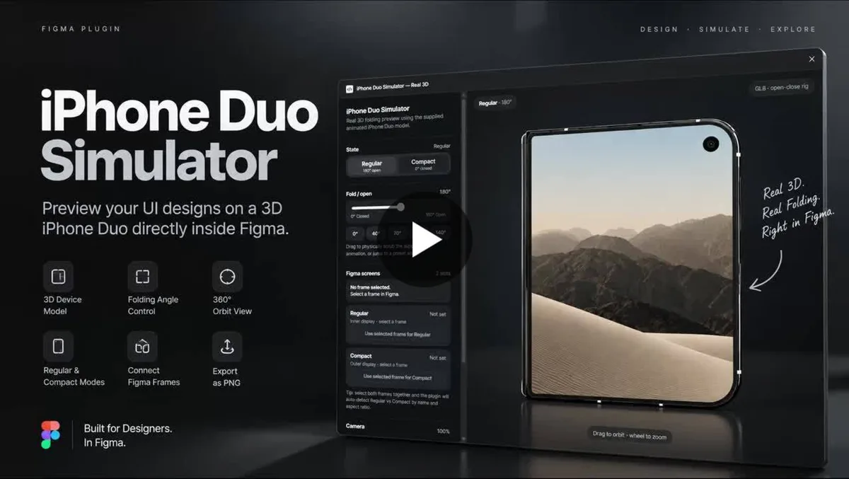 iPhone Duo Simulator: fold your Figma frames on a 3D Duo