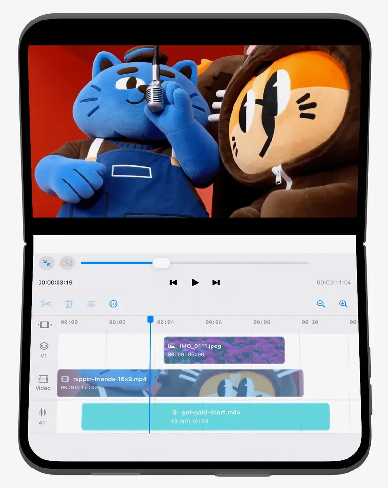 Trimothy: the video above the fold, its timeline below