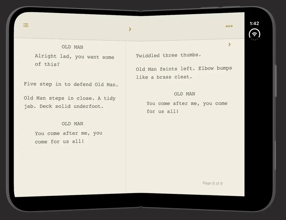 Nether Wallop: a text adventure laid out as facing pages