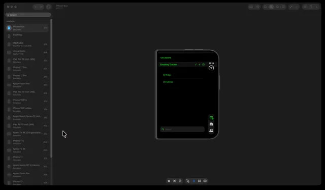 Greeting Tracker: occasions beside the card when opened