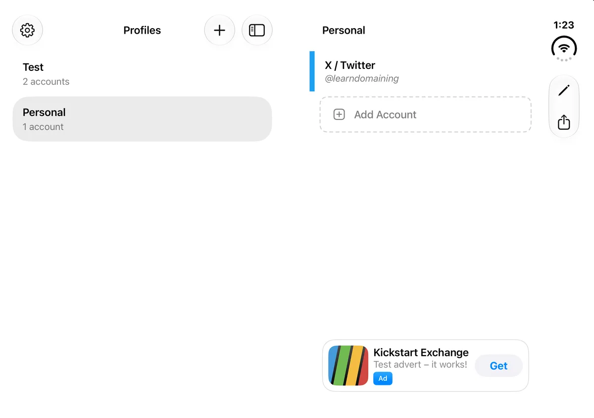 Profile Bud: profiles beside their accounts on the open Duo