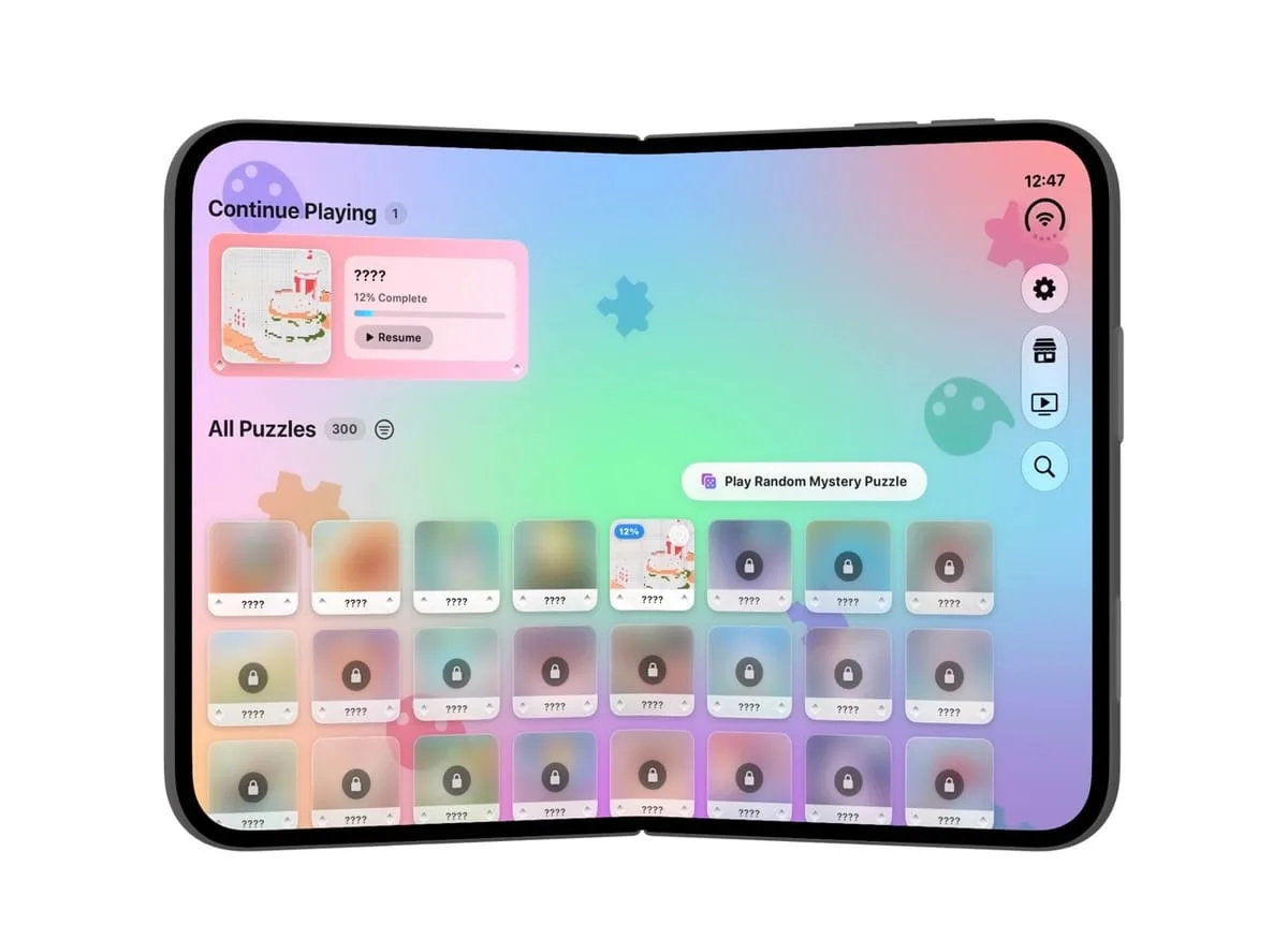 Puzizzle: a color-by-number canvas that slides to one half