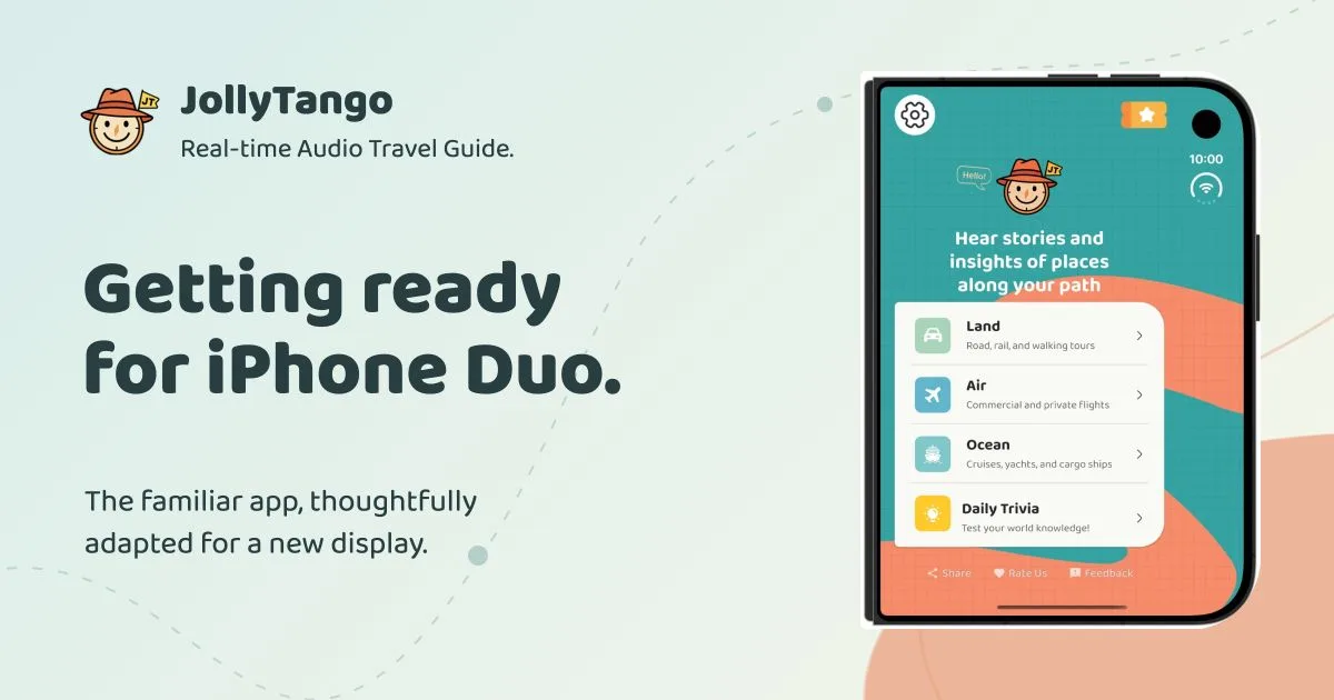 JollyTango: maps beside travel stories on the open Duo